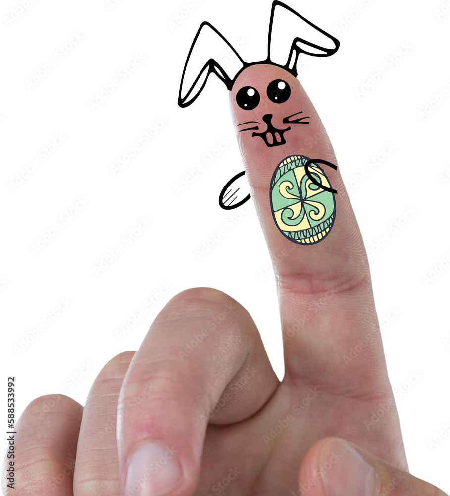 Fototapeta premium Digitally generated image of fingers painted as Easter bunny 