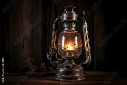 A glass lantern with a fire inside Generative AI