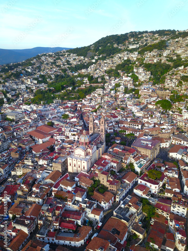 Capturing Centro de Taxco and Santa Prisca Church from Above