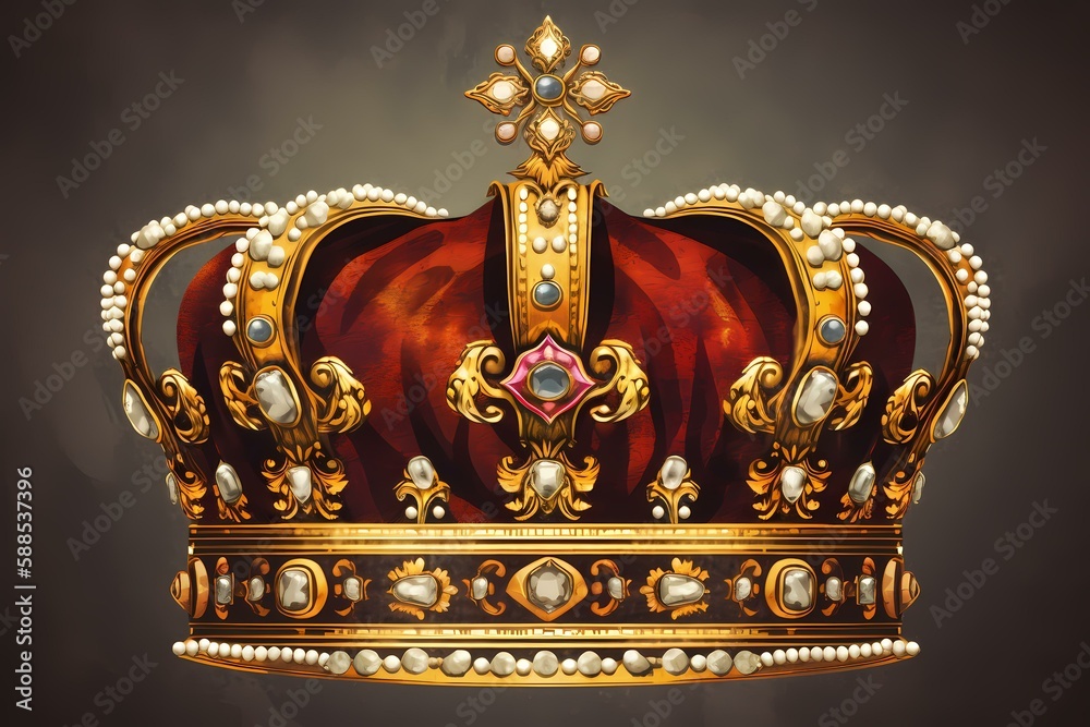 A gold crown with a red and gold design Generative AI