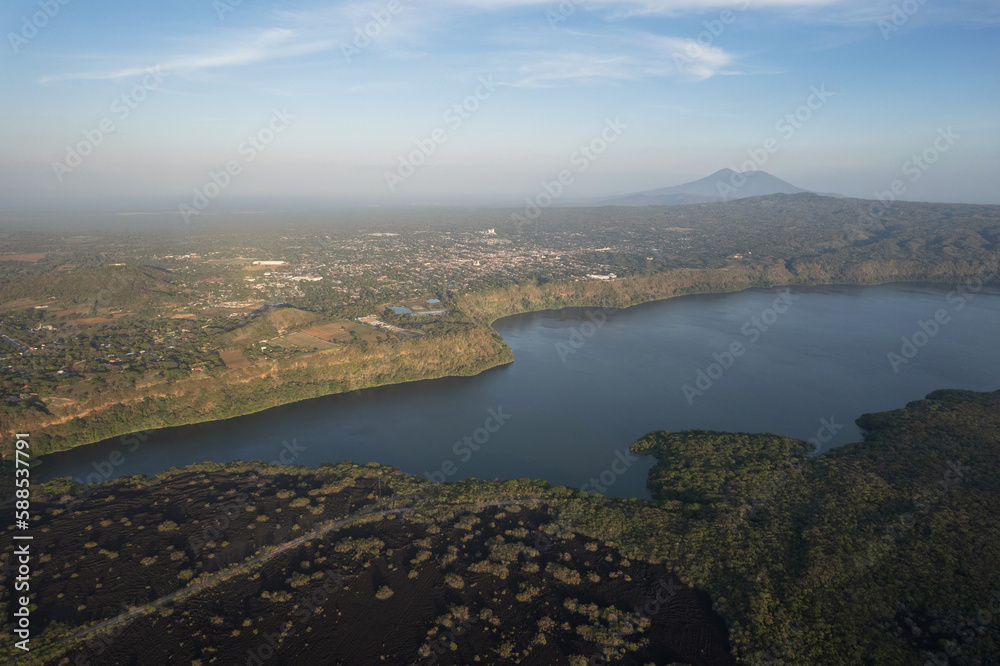 Aerial panorama Masaya town landscape