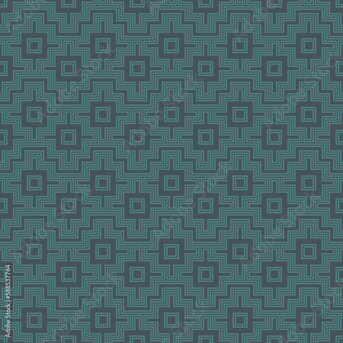 Chakana inca crosses seamless pattern. Ethnic embroidery print. Ornamental folk wallpaper. Native american ornament