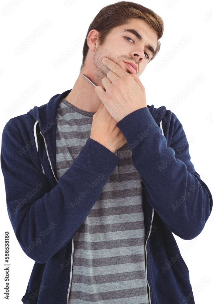 Portrait of man shaving with straight edge razor Portrait of man shaving with straight edge razor