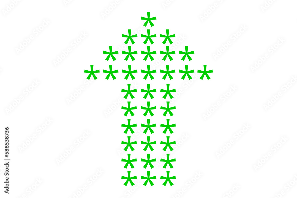 Green arrow sign with pattern 