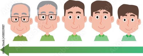 成長する男性のイラスト