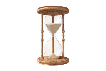 Wooden hourglass flowing sand