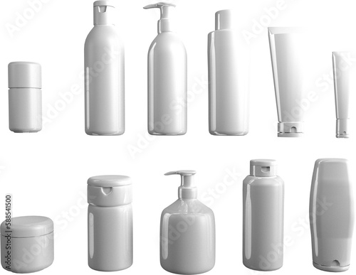 Various containers against white background