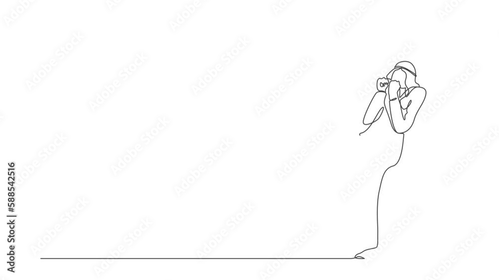 Animated self drawing of continuous line draw businessman standing with fold one leg, do yes gesture with both hands. Office worker celebrate success of company project. Full length one line animation Animated self drawing of continuous line draw businessman standing with fold one leg, do yes gesture with both hands. Office worker celebrate success of company project. Full length one line animation