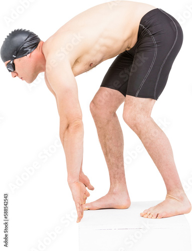 Swimmer preparing to dive