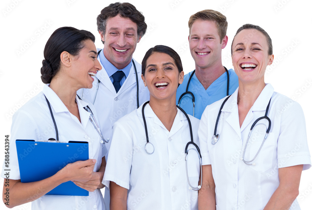 Cheerful doctors team smiling Cheerful doctors team smiling