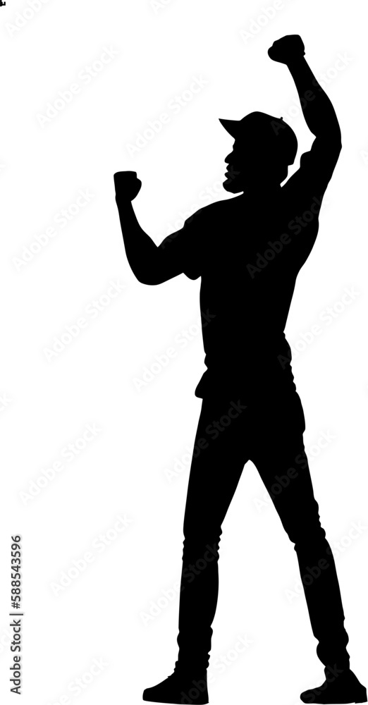 Silhouette of an Angry Male Protester with His Cap Fist in the air Silhouette of an Angry Male Protester with His Cap Fist in the air