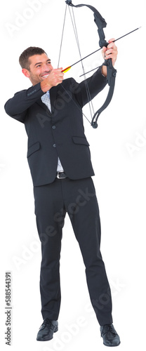 Businessman shooting a bow and arrow