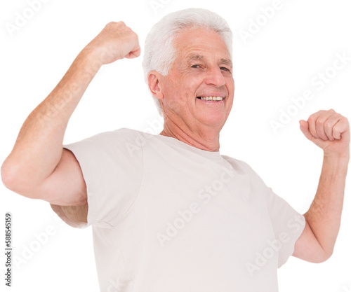 Senior man flexing his arms