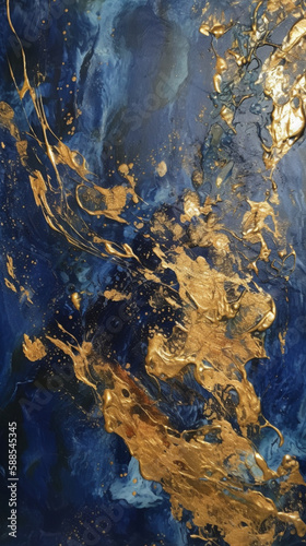 gold leaf on blue canvas