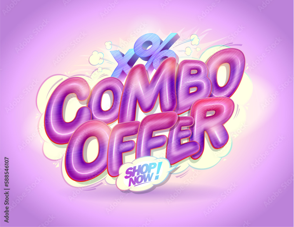 Combo offer banner template with glossy lettering
