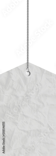 White textured price tag over white background