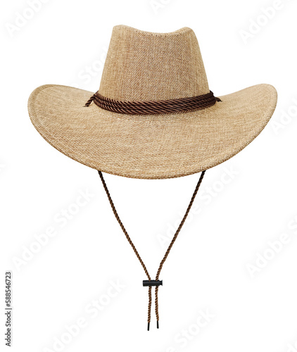 A brown cowboy hat isolated on a white background front view PNG transparent