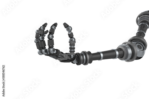 Digitally generated image of black robotic hand