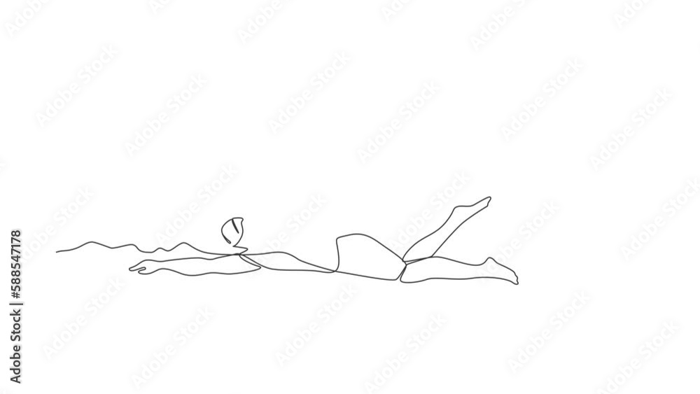 Animated self drawing of single continuous line draw young male athlete with disabilities playing in swimming at tournament games. Disabled sport, success, championship. Full length one line animation Animated self drawing of single continuous line draw young male athlete with disabilities playing in swimming at tournament games. Disabled sport, success, championship. Full length one line animation