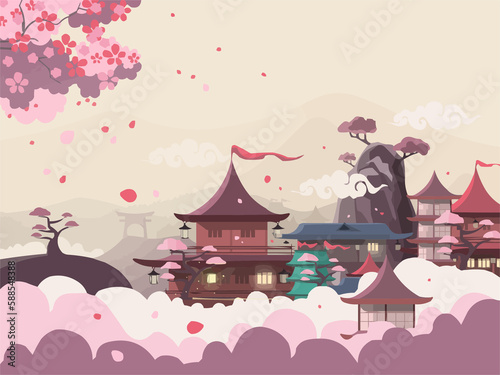 Fototapeta Naklejka Na Ścianę i Meble -  Cherry Blossom Festival illustration art