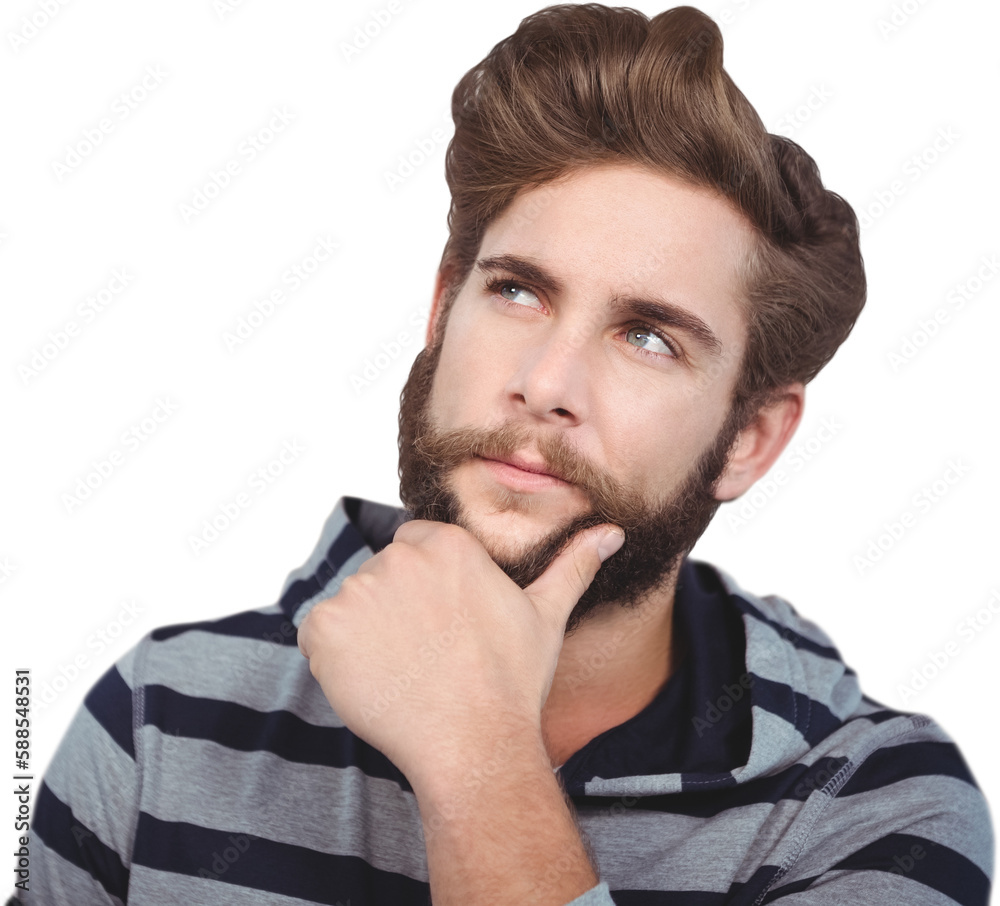 Close-up of thoughtful hipster with hand on chin Close-up of thoughtful hipster with hand on chin