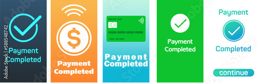 Payment successful pages. Collage design with illustrations