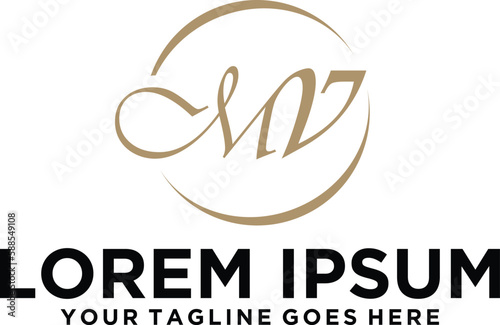 Luxury letter MV logo design