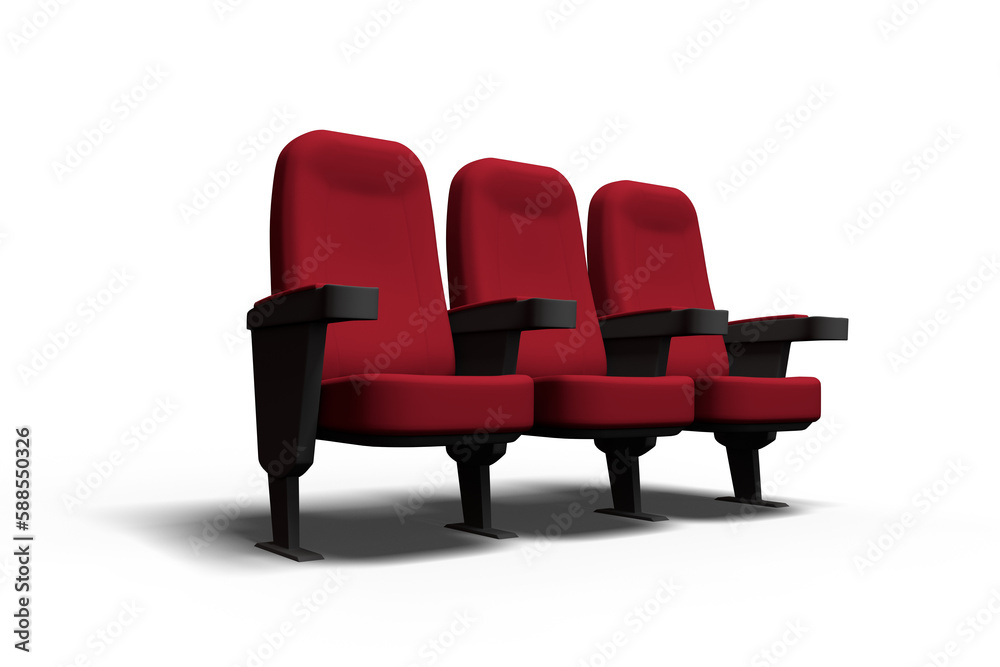 Obraz premium Digital image of three red armchairs