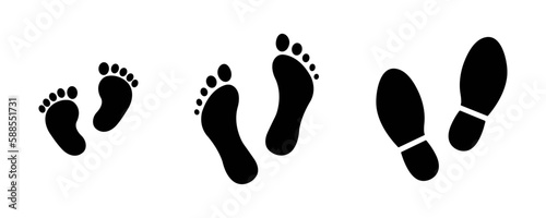 Set different human footprints. Baby footprint - stock vector