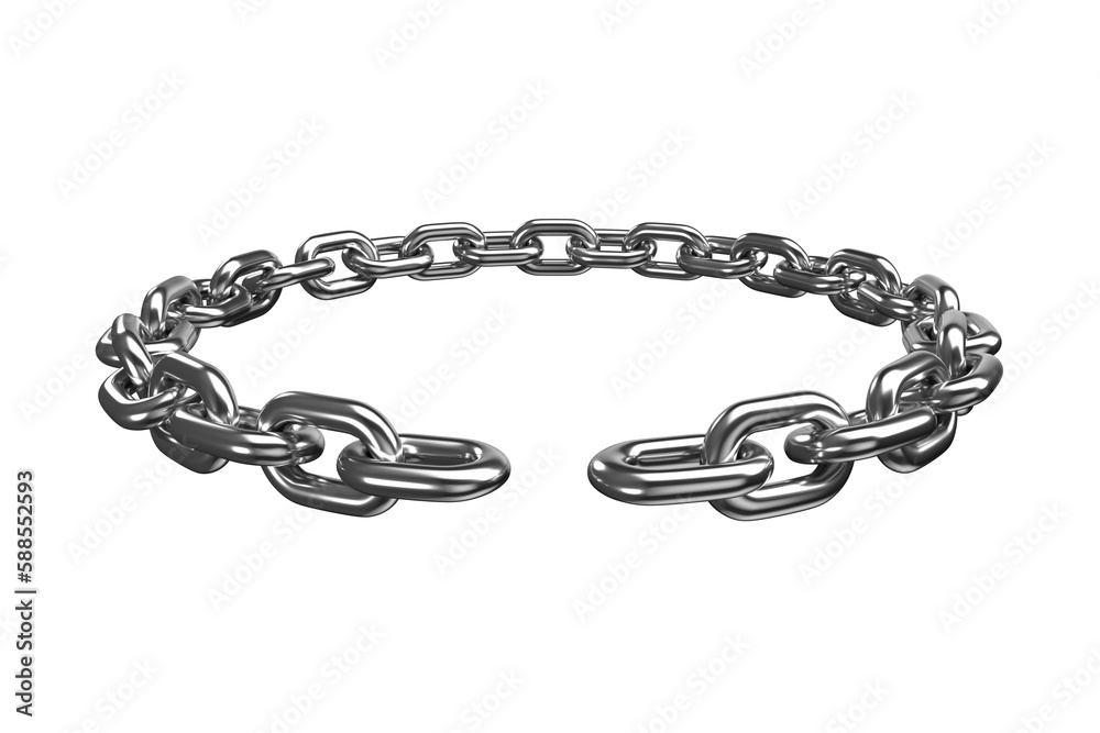 Obraz premium 3d image of broken circular silver chain