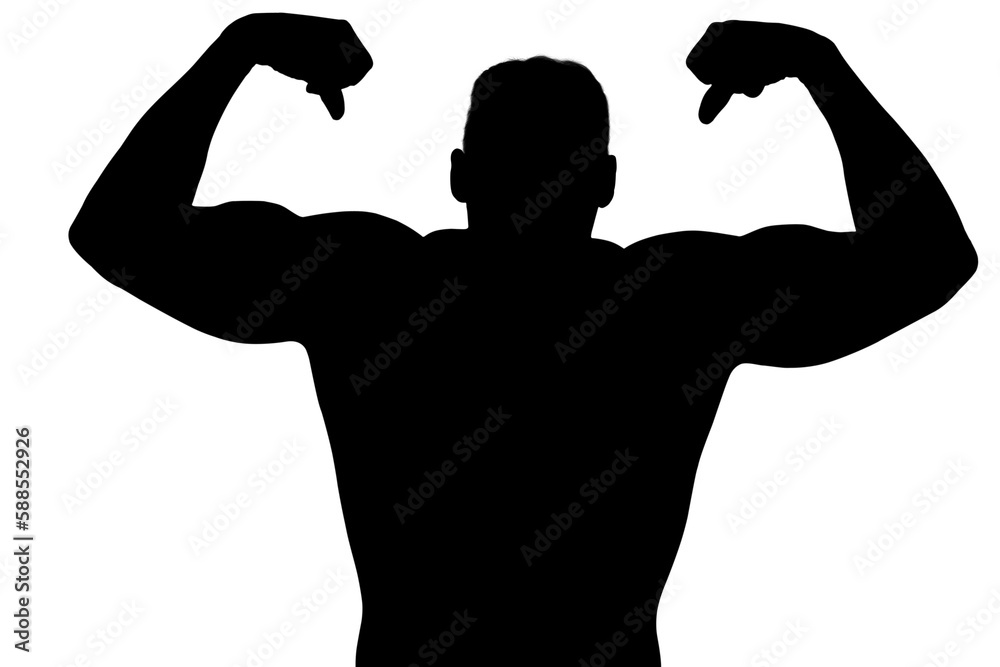 Silhouette athlete man flexing muscles Silhouette athlete man flexing muscles