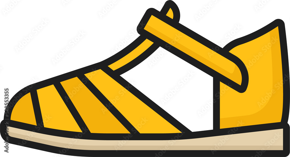 Naklejka premium Sandals shoe, summer footwear line icon, yellow