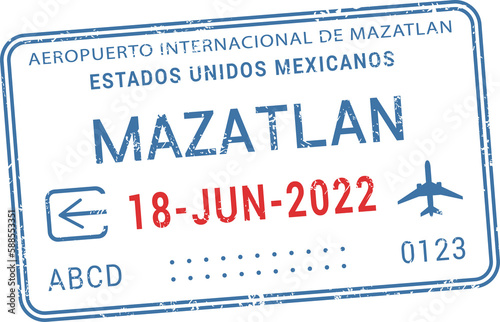 Bild auf Leinwand Mazatlan international airport travel visa stamp