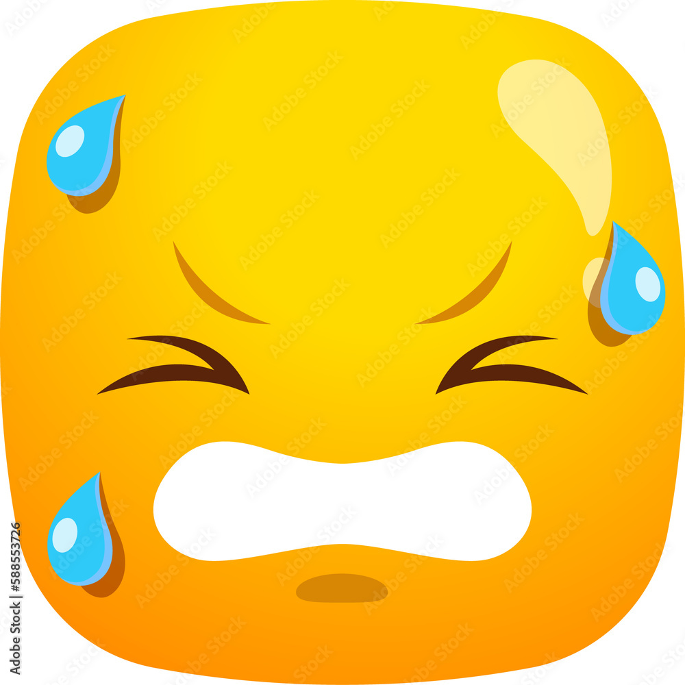 Cartoon face feel pain with dripping sweat icon Cartoon face feel pain with dripping sweat icon
