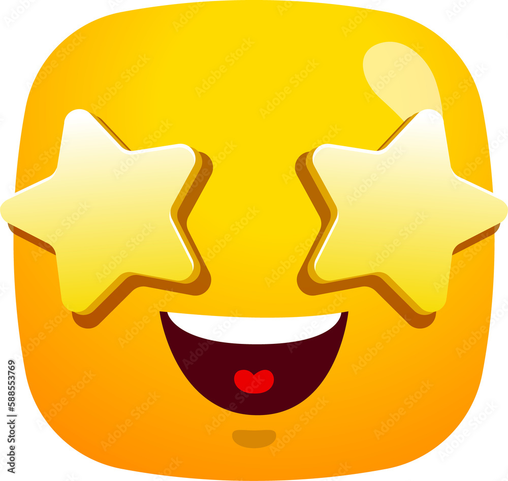 Starry Eyed Emoji Vector Icon, excited emoticon Starry Eyed Emoji Vector Icon, excited emoticon