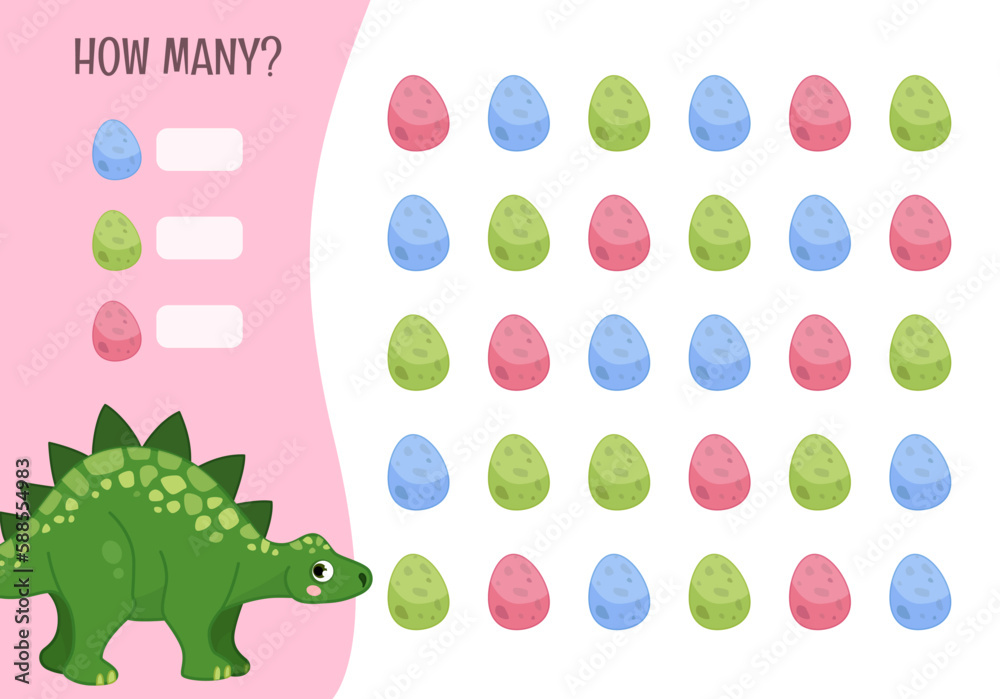 Counting educational children game, math kids activity sheet. How many ...