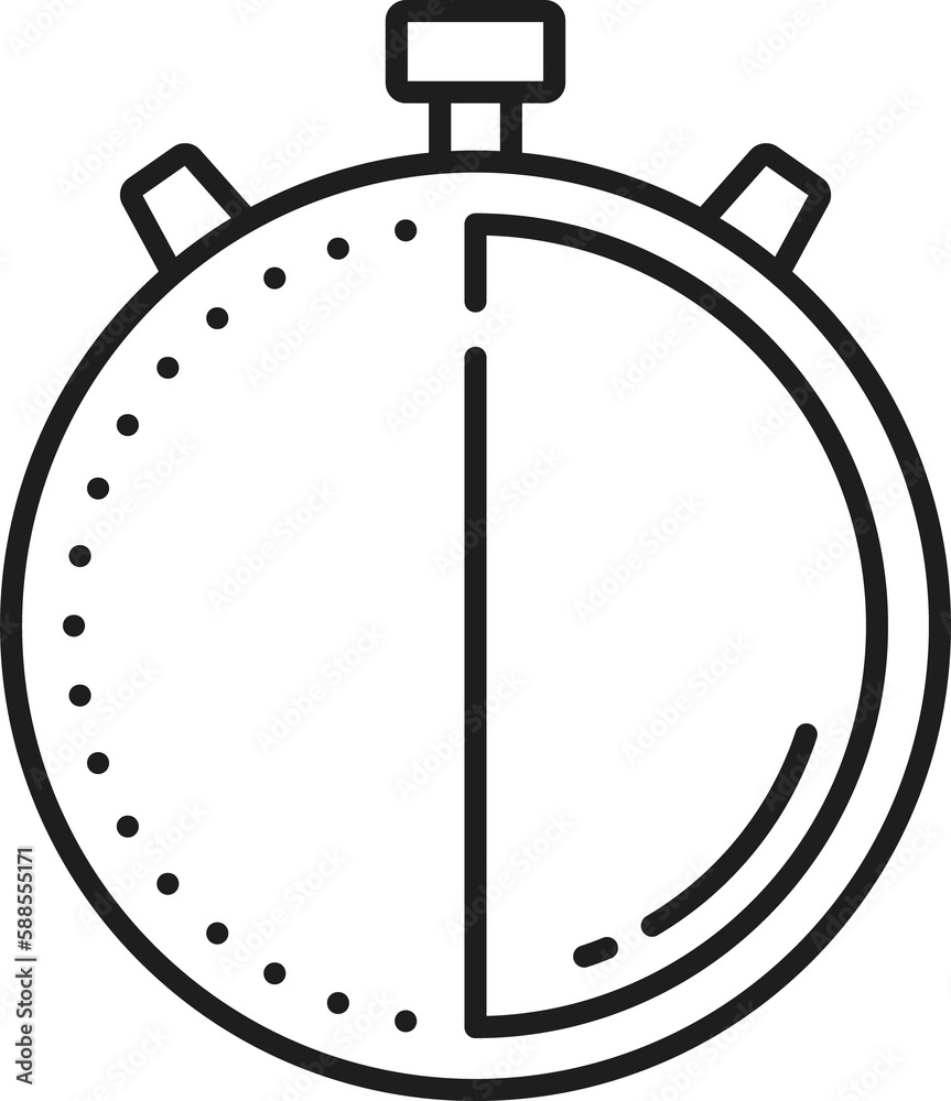 Obraz premium Stopwatch clock timer, chronometer outline icon