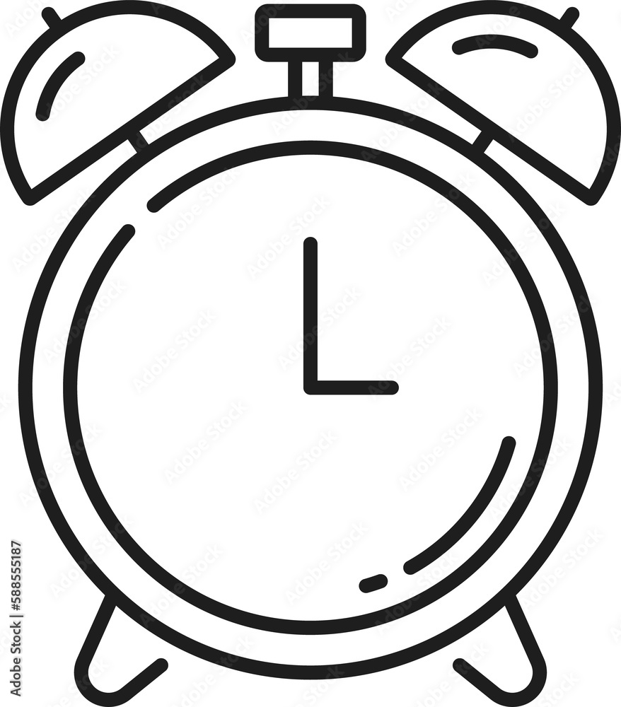 Alarm vector icon, isolated outline ringing clock Alarm vector icon, isolated outline ringing clock