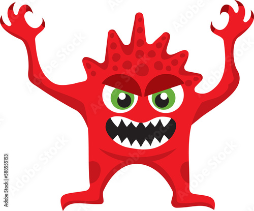 Monster with two big eyes, funny cartoon character