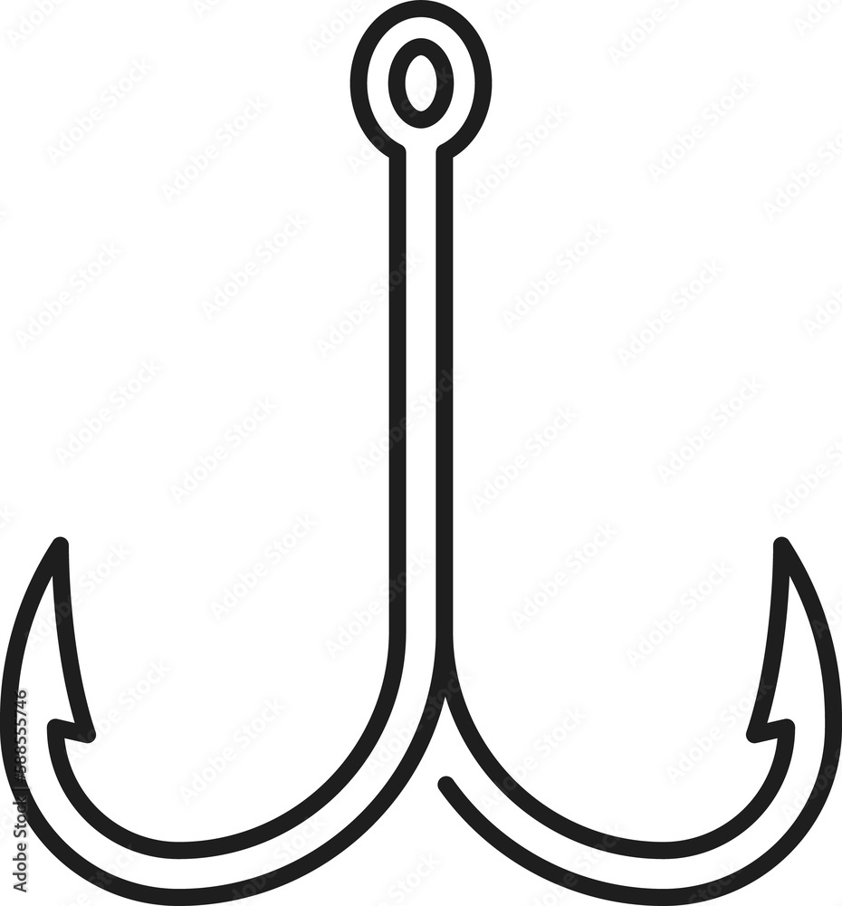Double hook fishhook fishing sport equipment icon Double hook fishhook fishing sport equipment icon