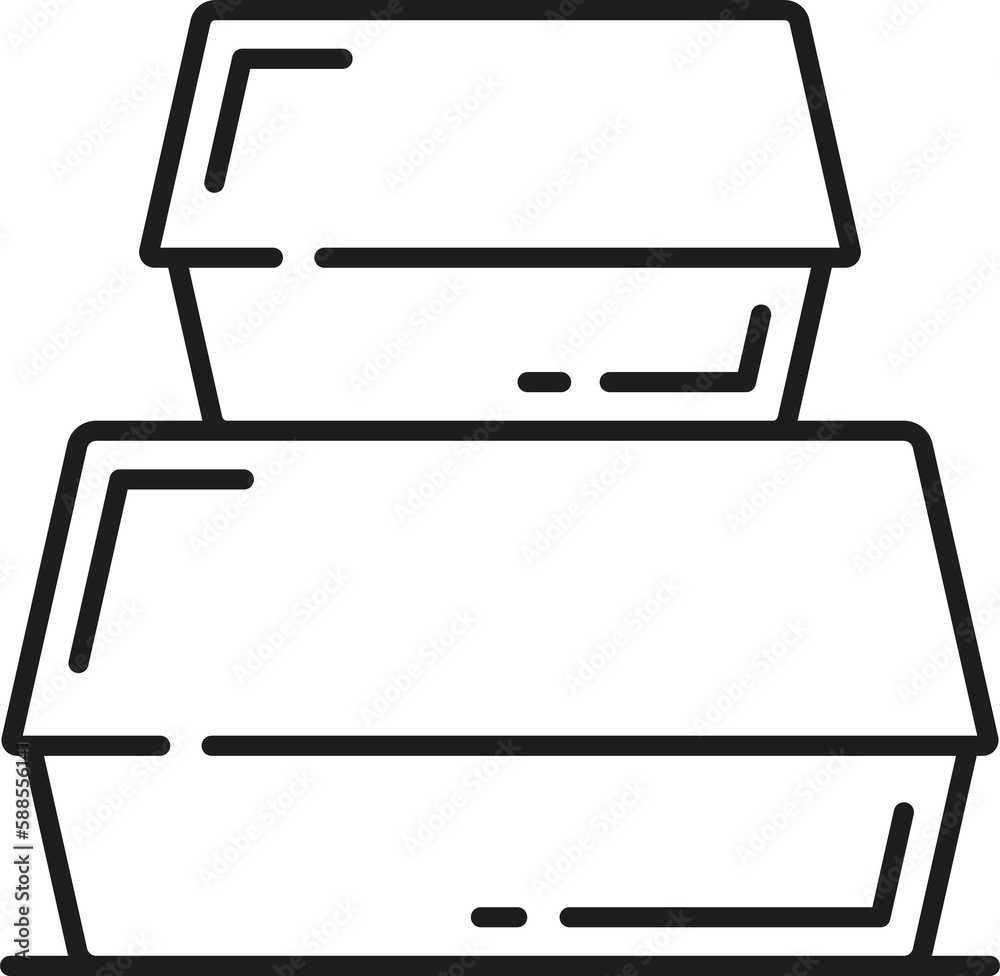 Cardboard fastfood box, packaging for lunch icon Cardboard fastfood box, packaging for lunch icon