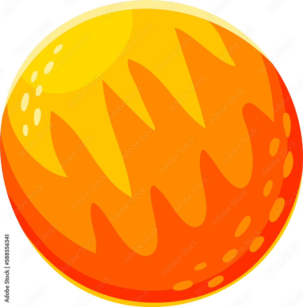 Naklejka premium Planet fiery circular orbit exoplanet, kids space