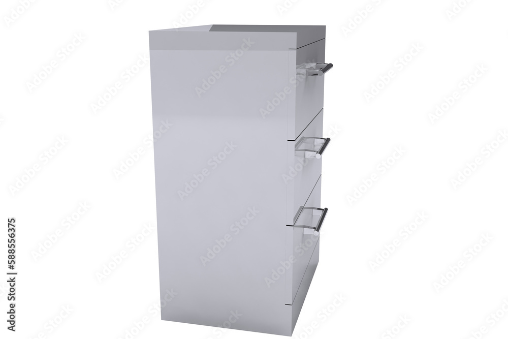 Computer generated image of metallic filing cabinet Computer generated image of metallic filing cabinet