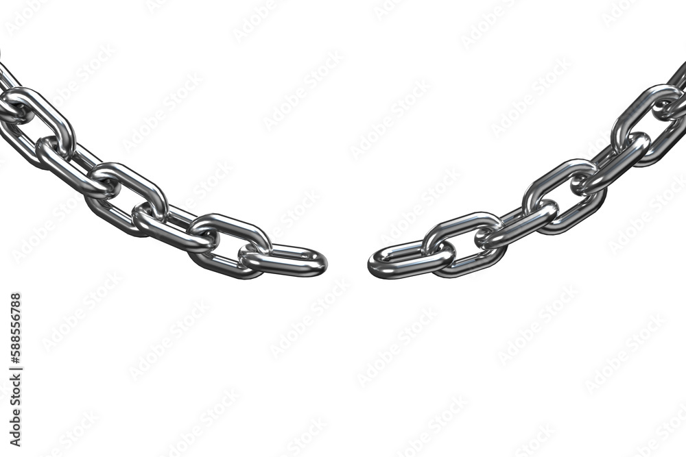 Fototapeta premium 3d image of damaged silver metallic chain 
