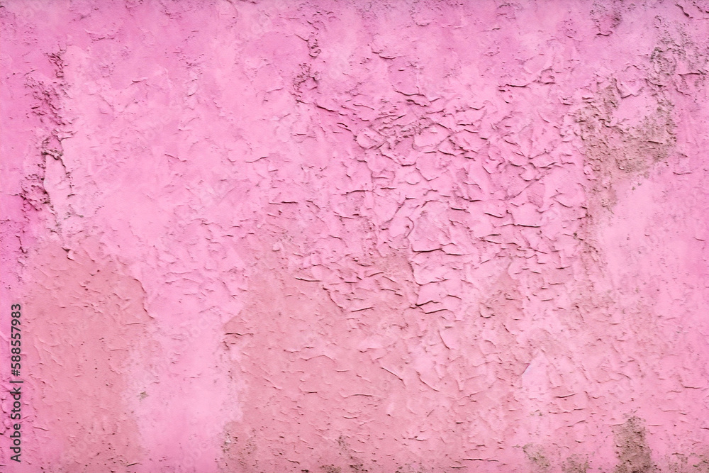 Fototapeta premium pink bubble gum colored peeling paint concrete cement stucco abstract texture, industrial chic, generative ai