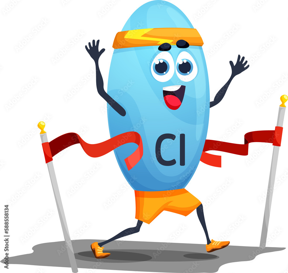 Cartoon chlorium sportsman character finishes Cartoon chlorium sportsman character finishes