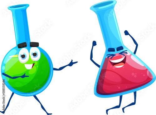 Cartoon cute school chemical flask characters photo