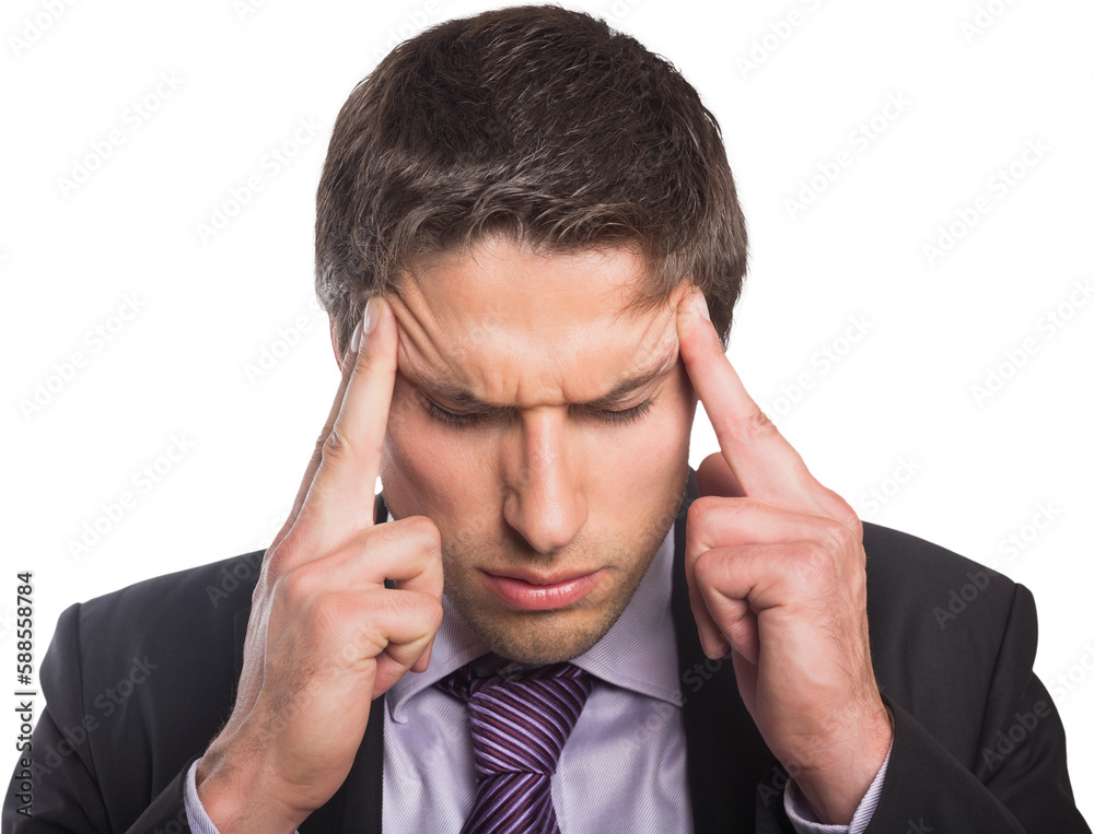 Tensed businessman suffering from headache Tensed businessman suffering from headache