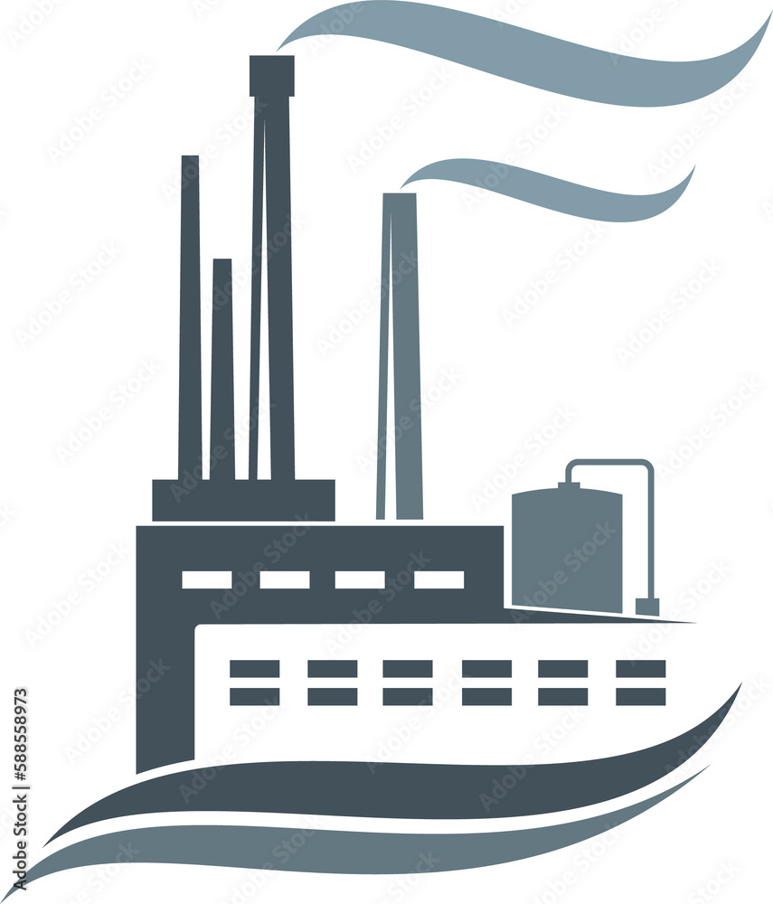Industry factory, plant building graphic icon Industry factory, plant building graphic icon