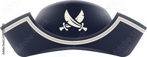 Canvas Print Cartoon pirate captain tricorn cocked hat Isolated